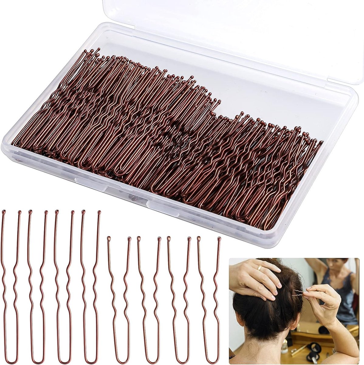 Haarspelden bruiloft, 5 cm & 6 cm bobby pins, metalen haarspelden, U-vormig met opbergdoos voor bruidssieraden haar dames meisjes haarstyling kapsels