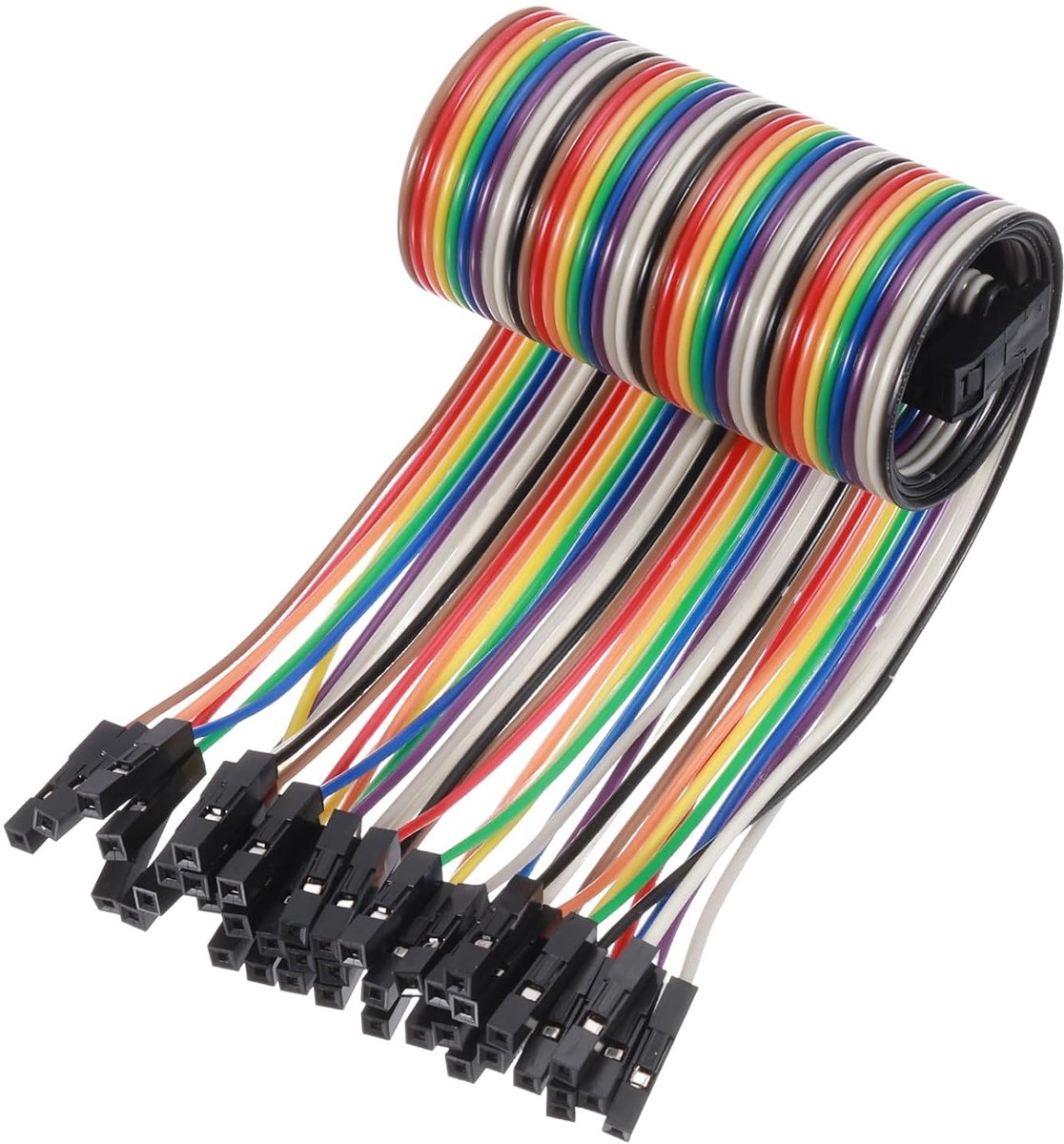 2 stuks IDC Rainbow Wire lintkabel, FC-vrouwelijk naar 40P, lengte 2,54 mm, pitch, breadboard, jumper kabel voor elektronische projecten