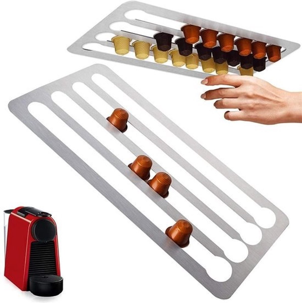Koffiepad Houder - Capsule Mand - Koffie Organiseren - Horizontaal Verticaal - 22x41cm - Zwart