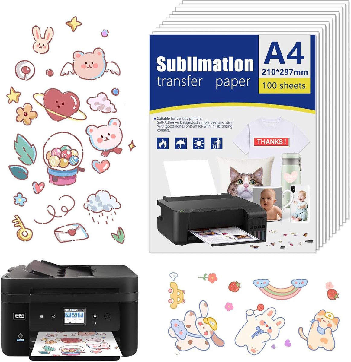bedrukbaar vinylstickerpapier, 30 vellen, waterdichte vinylstickers, bedrukbaar stickerpapier voor inkjetprinters en laserprinters