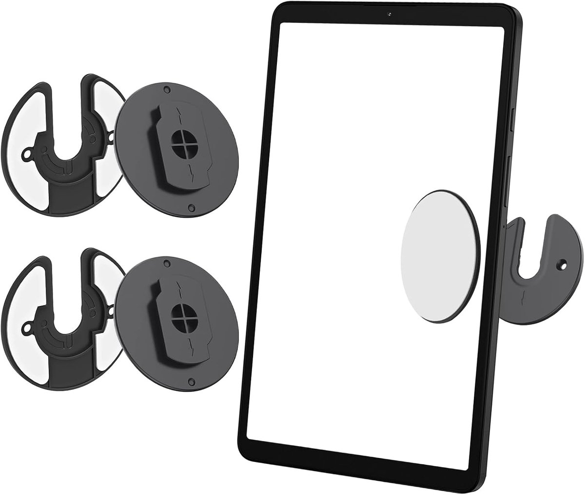 2 stuks tabletwandhouders, 90 graden draaibaar, universele houder met lijmen en schroeven, verstelbare wandhouder voor tablet, smartphone en e-reader, compatibel met iPad, Kindle, Galaxy Tab