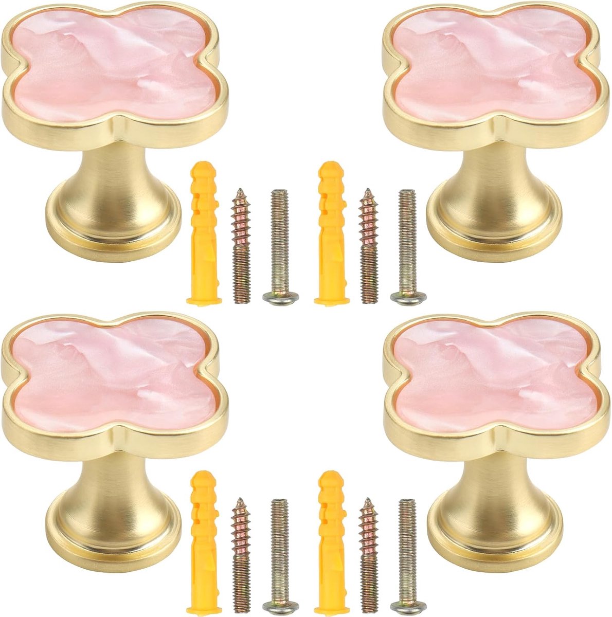 4 stuks 33 mm ladeknopset, zinklegering kastknoppen, hoogwaardig licht luxe handvat kledingkast kast lade handvat enkel gat handvat woondecoratie (roze)