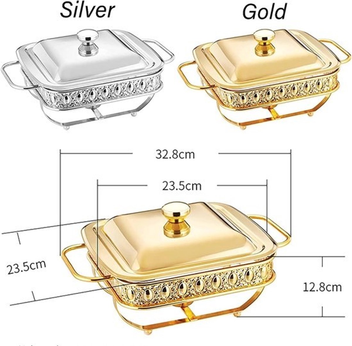 Chafing Dish Set - Buffet Warmer - Feesten en Buffetten - Inclusief Deksel - 1.8 Liter - Zilver