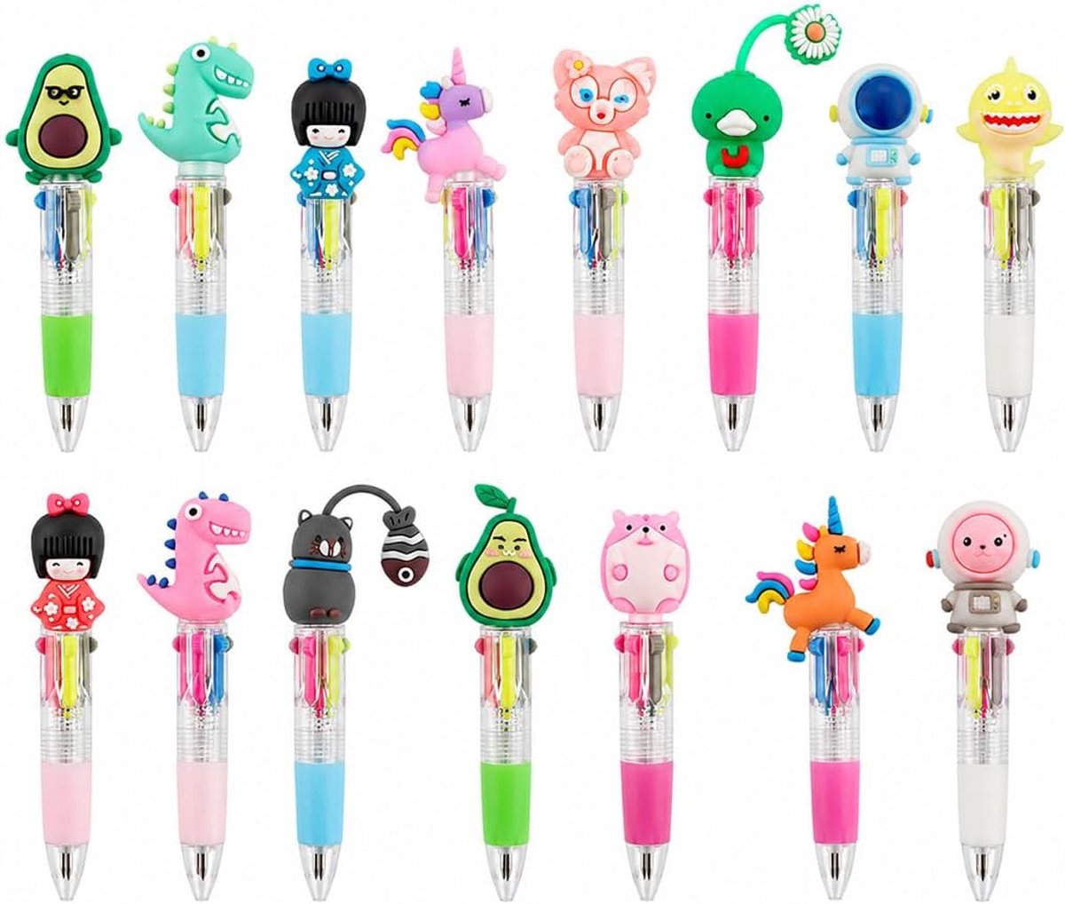 15 stuks pennen in 4 kleuren voor kinderen, ideaal als cadeau voor verjaardag, kinderen, cadeautasje voor verjaardag en souvenirs