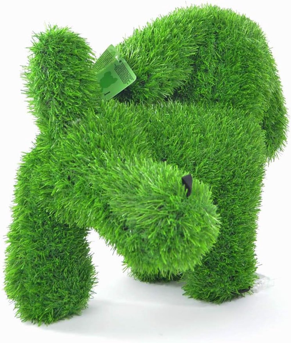 Hond plassen, tuindecoratie, 35 cm, decoratiefiguur kunstgras, weerbestendig,