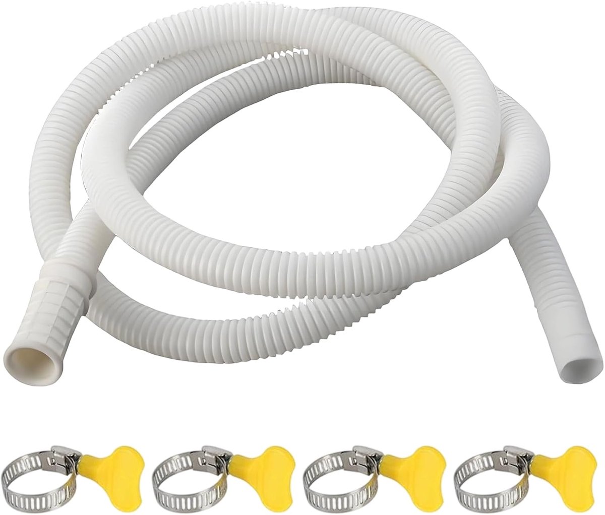 16 mm - 2/3/5/10 m, flexibele PE-slang, op maat te snijden, incl. 4 roestvrijstalen slangklemmen met vleugelgreep, universeel voor airconditioning, wasmachine en huishoudelijke
