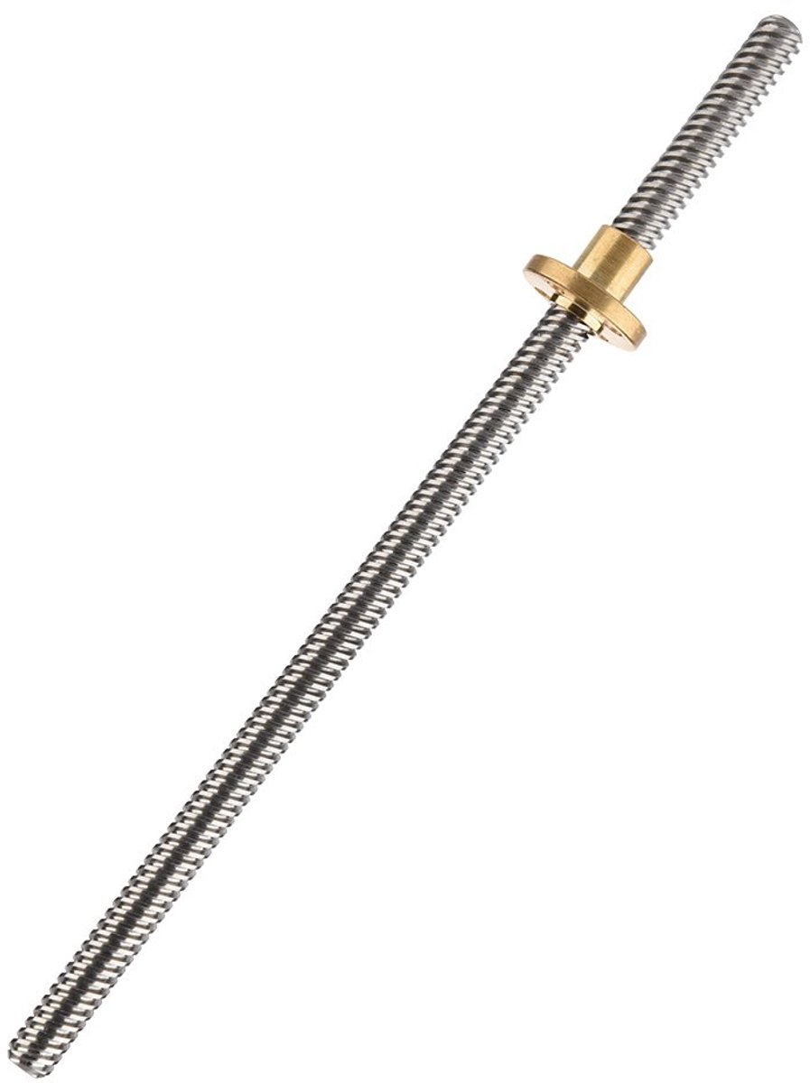 T8 Schroefdraadspil, 8 Mm Trapeziumvormige Draadspindel Draadstang Loodschroef met Moer voor 3D-printer (250 mm)