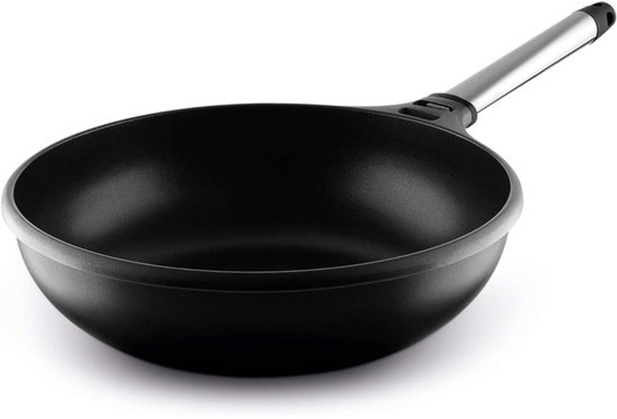 Aluminium Wok met Afneembare Handgreep voor Optimale Kookprestaties