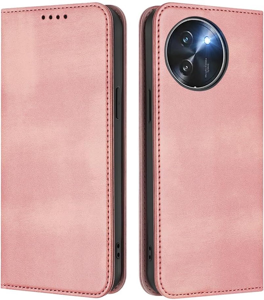 Hoes voor Doogee Note 59 / Note 59 Pro Case, [Magnetische Sluiting] Anti-val en Vingerafdrukbestendig, PU Lederen Portefeuille Stijl Folio Case. Pink