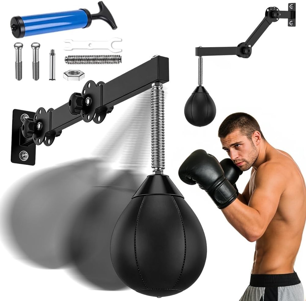 Verstelbare en Opvouwbare Speed Boxing Ball - Ideaal voor Thuis Gym, Training voor Kinderen, Tieners en Volwassenen, Verbeter Snelheid en Coördinatie