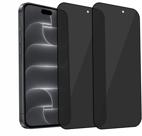 Zilverkleurige telefoon naast twee zwarte screenprotectors.
