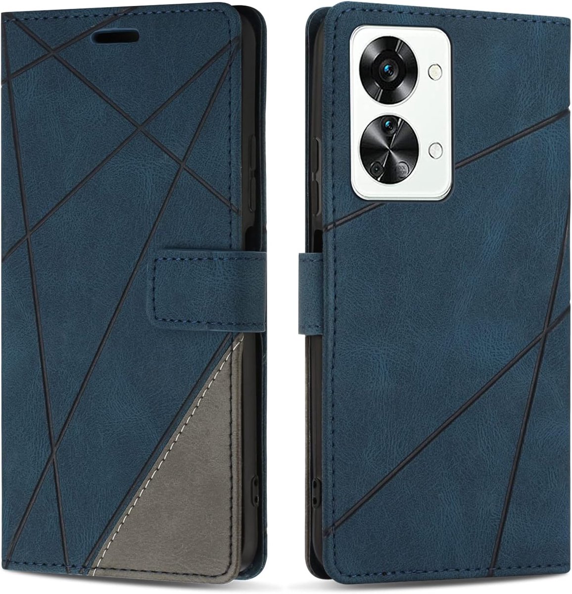 Hoesje voor OnePlus Nord 2T 5G, Premium Lederen Portemonnee Beschermhoes Telefoonhoesjes met Kaartenvakken Beschermhoesje voor OnePlus Nord 2T 5G, Blauw