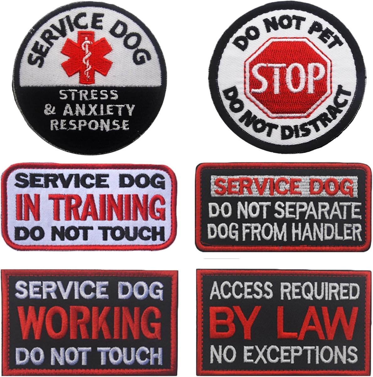 Service Dog Tag, huisdier patch tactisch harnas badge accessoire met haak & lus steun voor training vest & uitrusting (D), 6 stuks