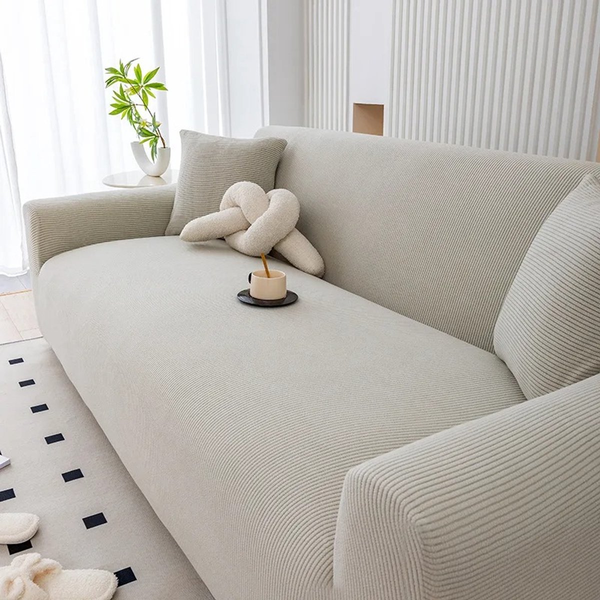 Nutrella - Bankhoes - Sofa Cover - Bankbeschermer - Bankhoes Stretch - Antislip - Zacht - 235-300 cm- 4-zits- Machinewasbaar - Universele pasvorm - Grijs