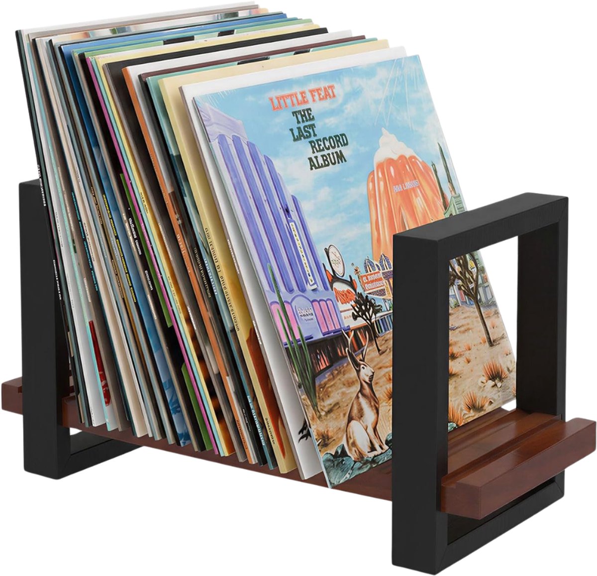SNJY® LP Opbergsysteem - Vinyl Houder - Platenrek - 41D x 16,5B x 20H cm - Bruin/Zwart