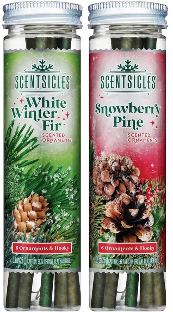 Geurset met witte winterspar en sneeuwbessengrenen, natuurlijke aroma's, 2 flessen van 100 ml met 12 rietstokjes