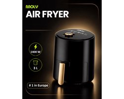 Moly Airfryer 3 Liter - 1400W - Heteluchtfriteuse - Compacte Air Fryer - Voor Frituren, Bakken en Bereiden