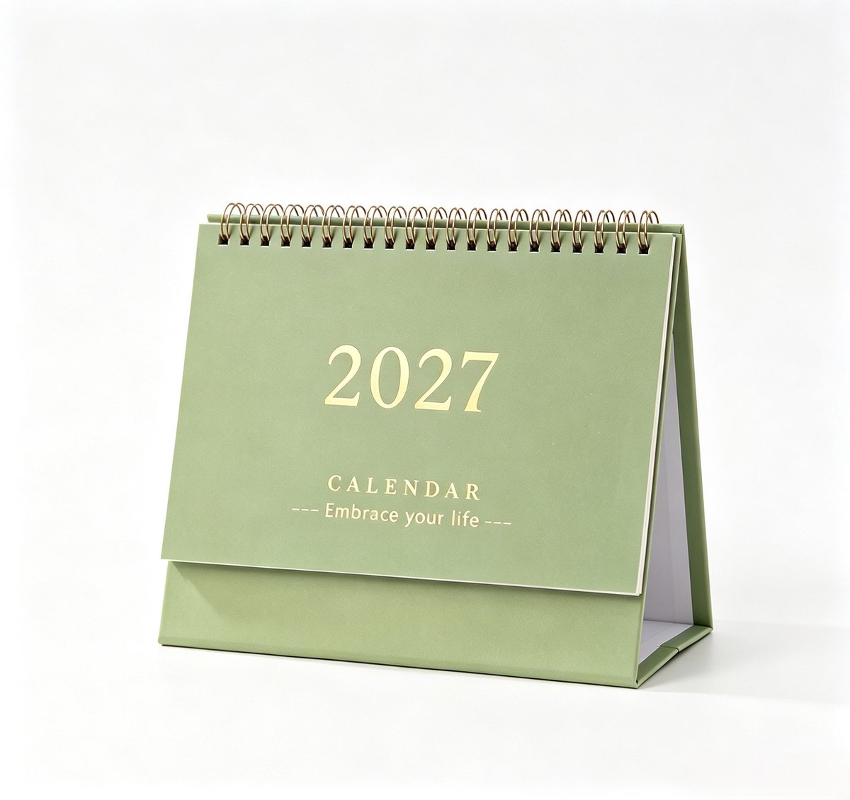 Bureaukalender 2026-2027 - Staande Flipkalender met Metalen Ringband - 18 Maanden van Juli 2026 tot December 2027 - 19x16 cm - Voor Thuis, Kantoor en School - 1 Stuk (Groen)