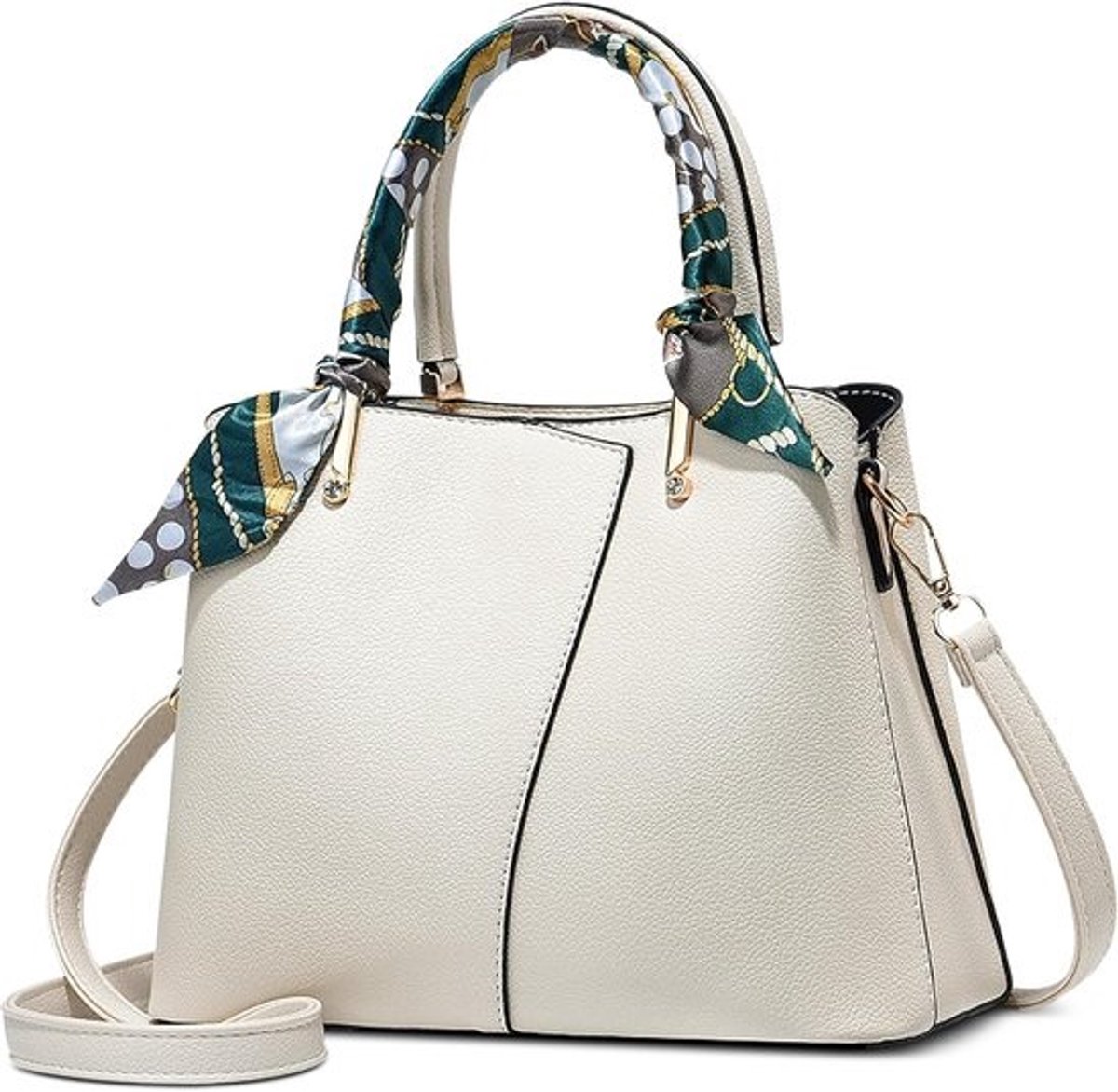 Elegante Witte Dames Handtas van PU-leer met Afneembare Schouderriem