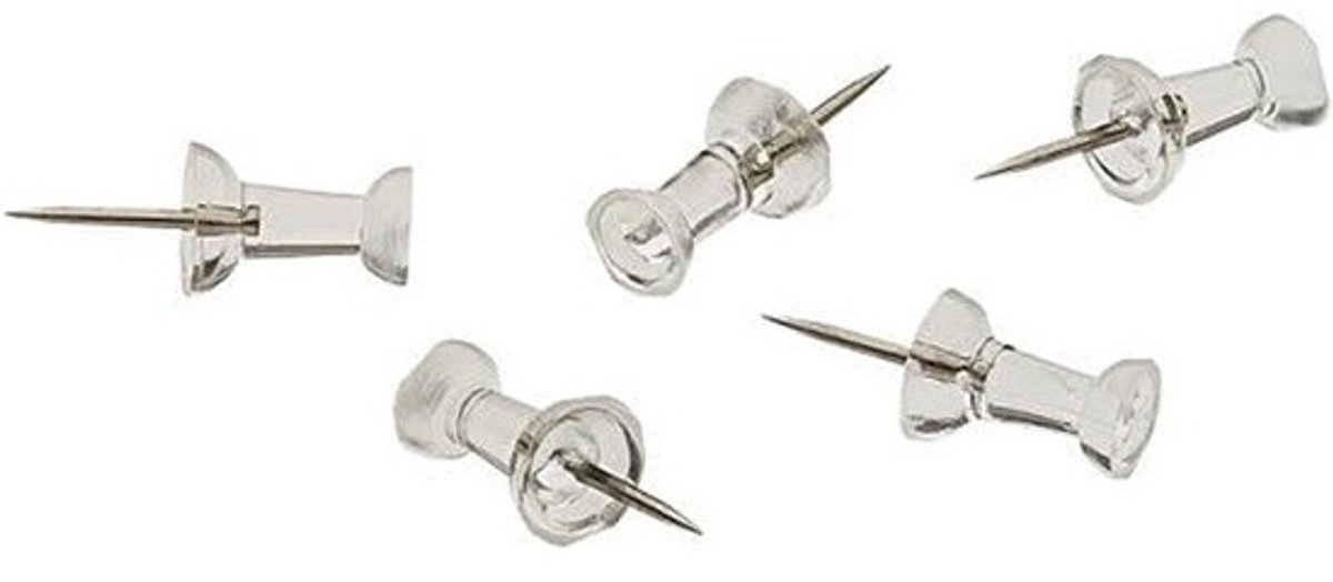 Prikbordnaalden glashelder 100 stuks - Doorzichtige push-pins transparant
