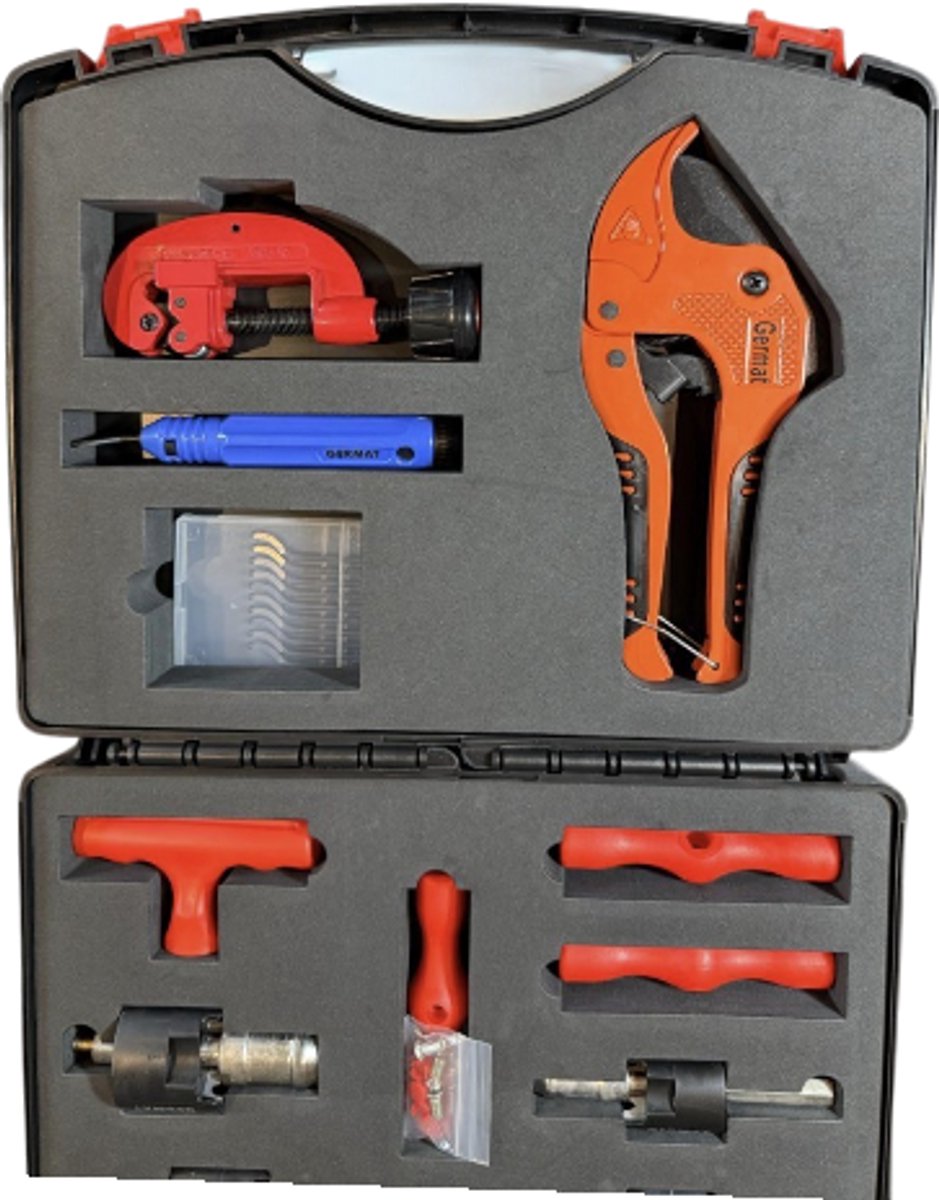 Germat Leiding Gereedschap Set – PEX AluPEX Kalibrator 16-20-26-32 mm – Kniptang 42 mm – Buizensnijder Koper/Staal 3-32 mm thumbnail 3