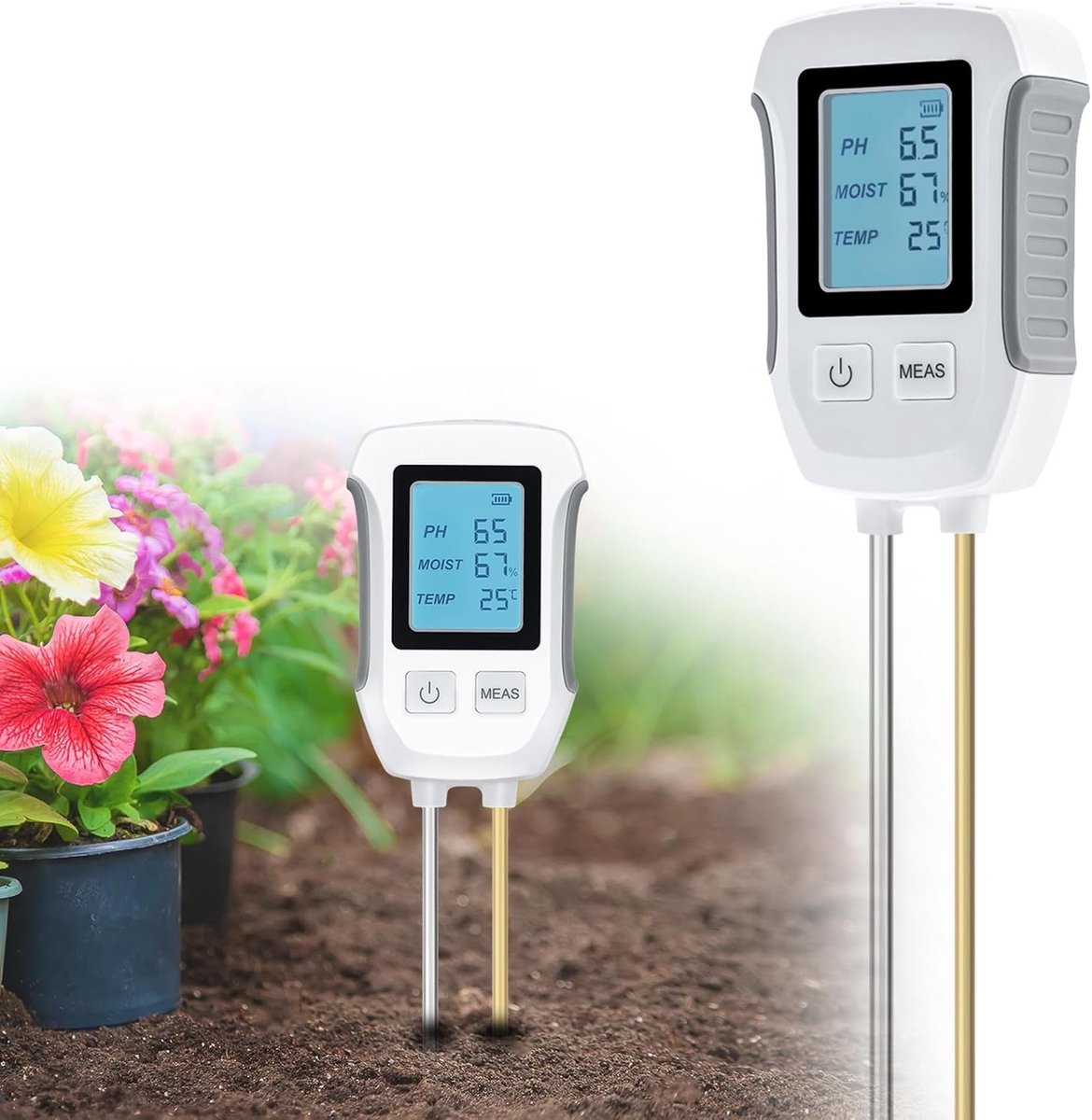 Ph meter grond - Zwart - Digitaal Bodemtester met pH, Vochtigheid en Lichtmeting - Voor Tuinieren en Landbouw