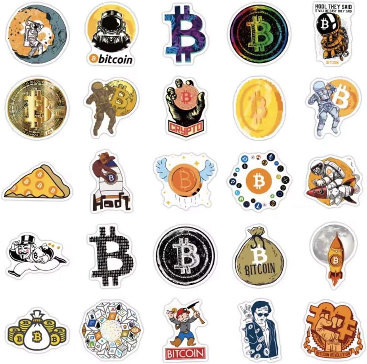Cryptostickers - 50 stuks - Diverse designs - Perfect voor crypto liefhebbers - ShopVlot