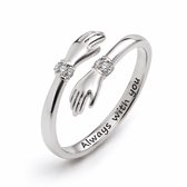 Matthew Studio® Knuffelring Dames – Zilverkleurig – Verstelbare Ring – Handjes Design