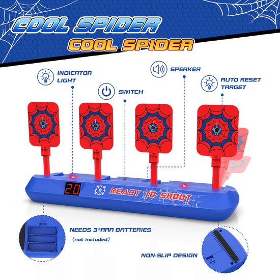 Schietdoel speelgoed met pistool automatische reset LED geluidseffecten en 20 pijltjes voor Nerf speelgoedwapens — afbeelding 3