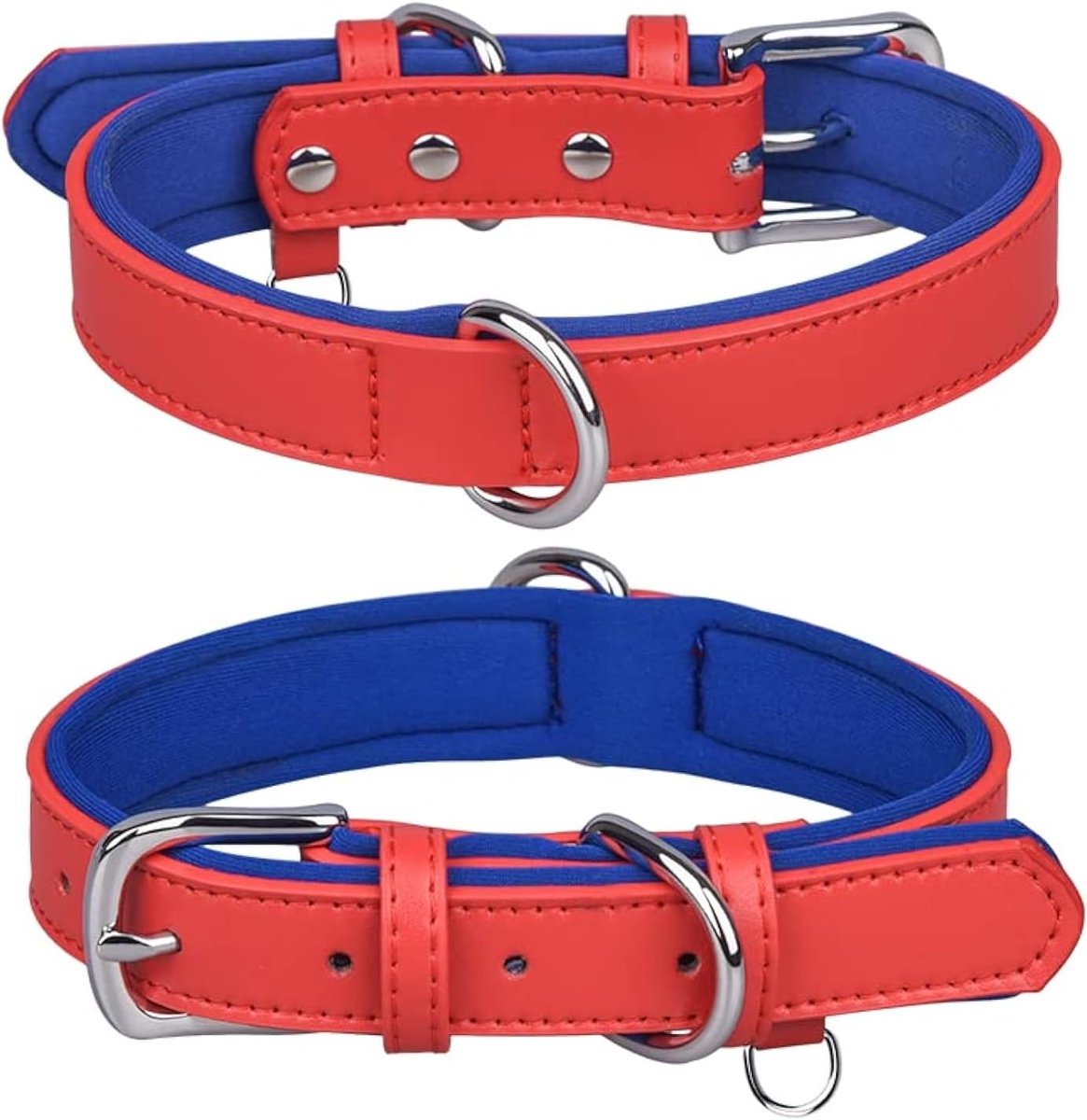 Halsband voor Kleine Medium Grote Hond Verstelbare Zachte Ademend Comfortabele Gewatteerde Puppy Pet Collar (S, Rood)