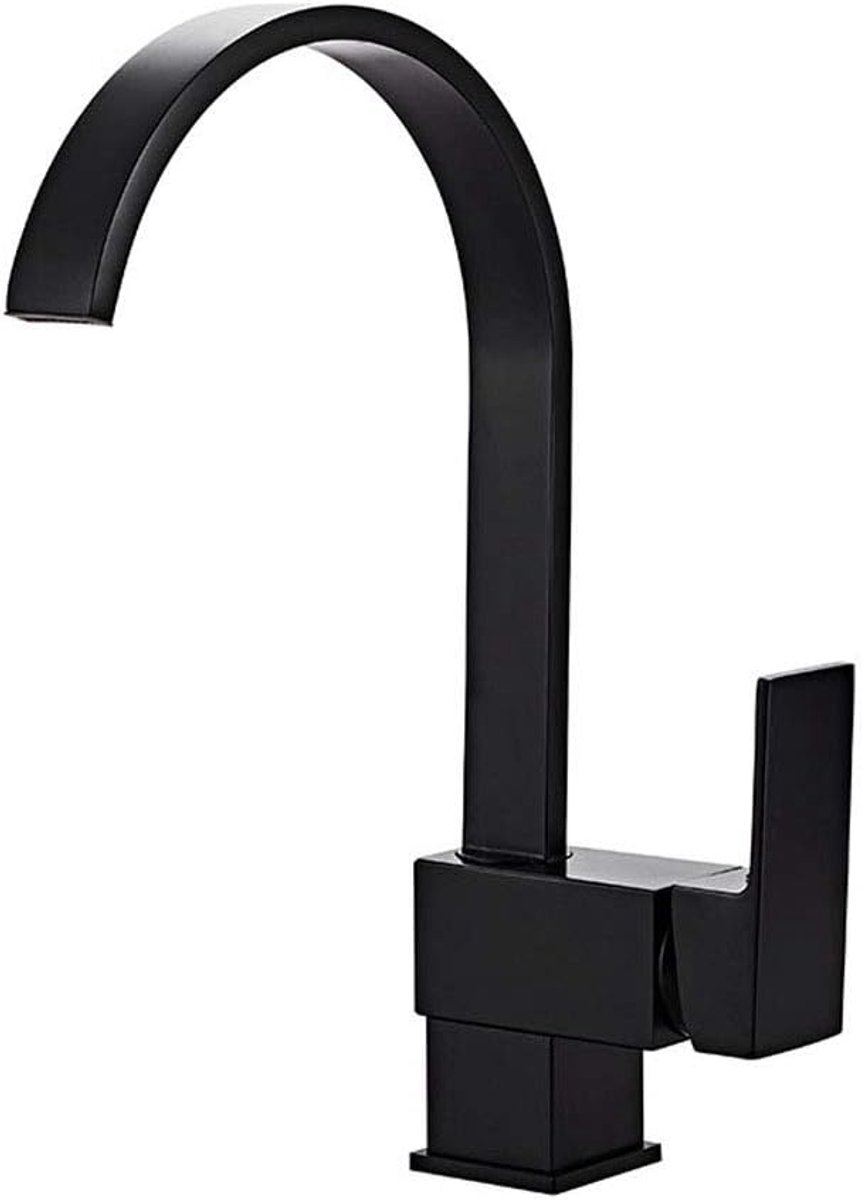 Keukenkraan, Black Matte Een Warm En Koud Rotating Rechthoekige Flat Tube Verf Kraan,Without hot and cold pipes