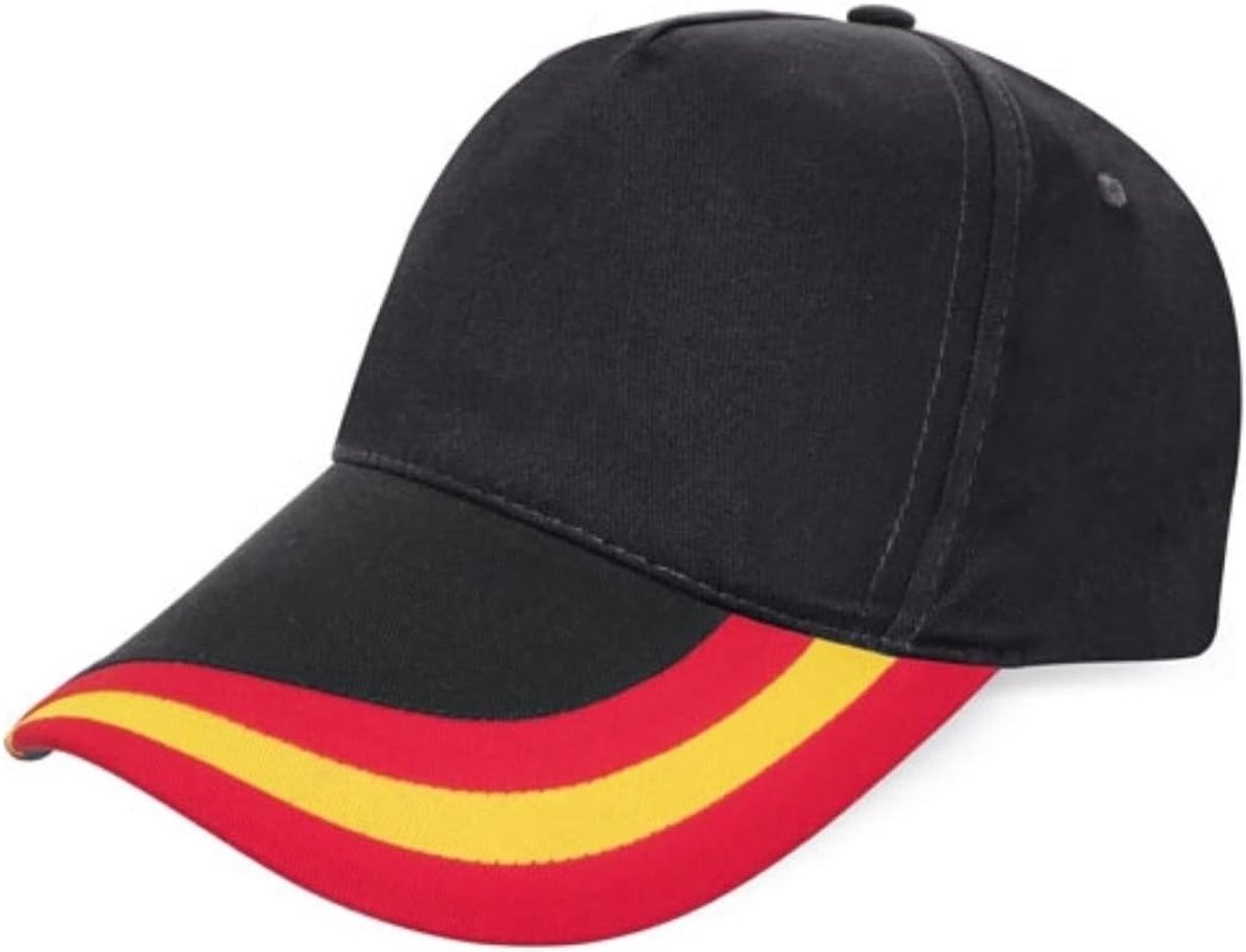 Pet met Spaanse vlag, verstelbaar, padel golf tennis, 5 panelen, 100% gekamd katoen, Zwart, 58 cm