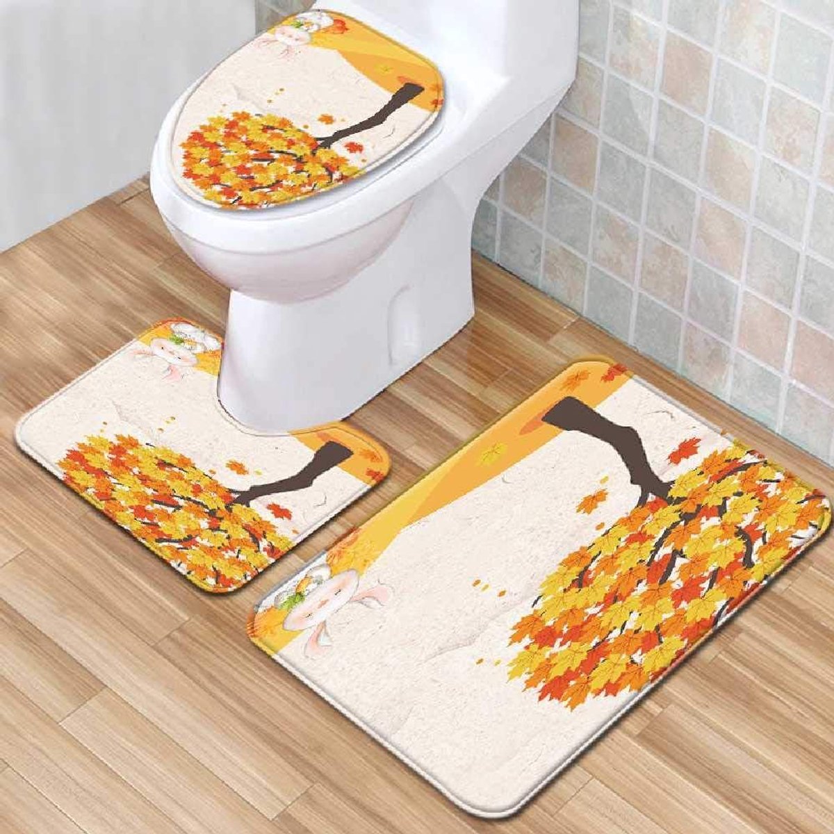 Mat, Badmat, Driedelige Badkamer Anti-slip Mat, Vloer Mat Deurmat, Machine-wasbare Badkamer Tapijt 45cmx75cm