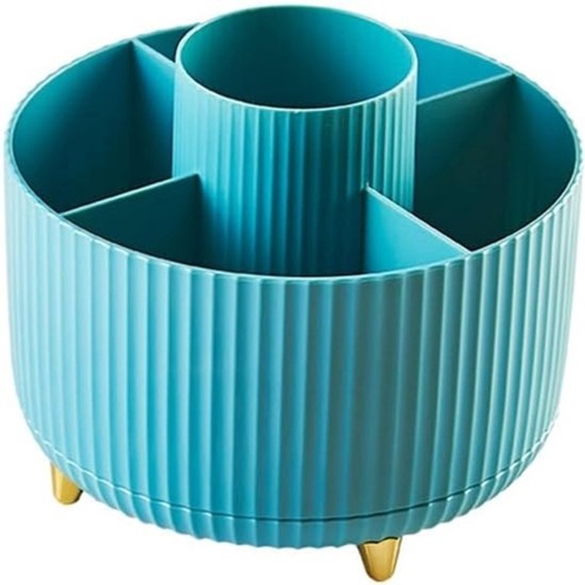 Bureau Organizer - Pennenhouder Draaibaar - Bureau Opruimen - 360 Graden Draaibaar - 5 Vakken - Blauw
