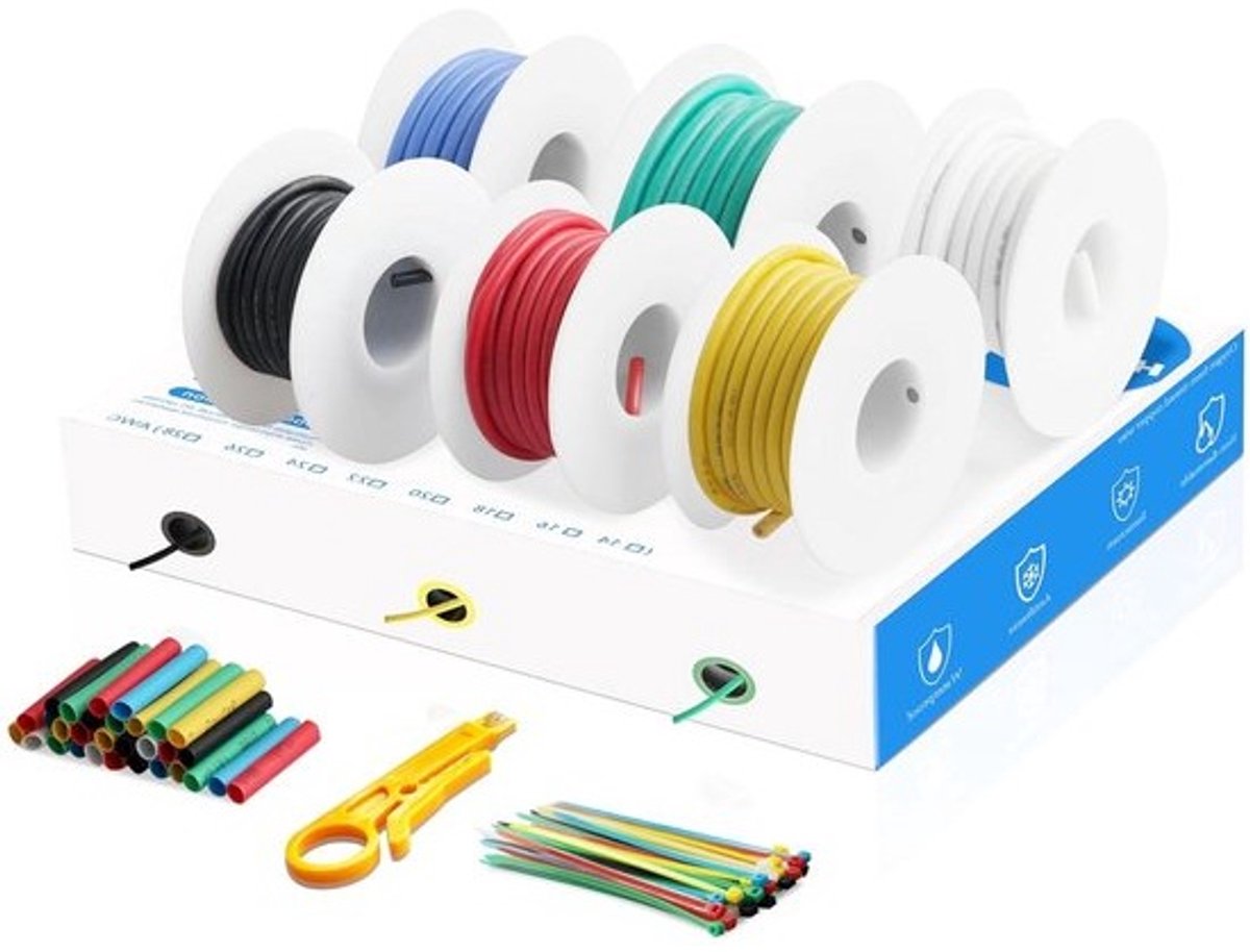 Siliconen Elektrische Draad - Kabelset Vertind Koper - DIY Modellen - Goed Geïsoleerd Slijtvast - 5 Meter Per Stuk - Meerkleurig