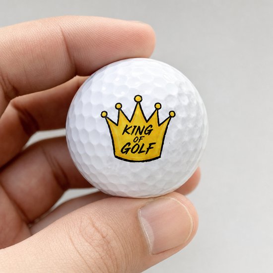 Golfballen King of Golf Goud - Golfer Golf Cadeau - 2 stuks - Wilson - Bedrukte Golfballen — afbeelding 5