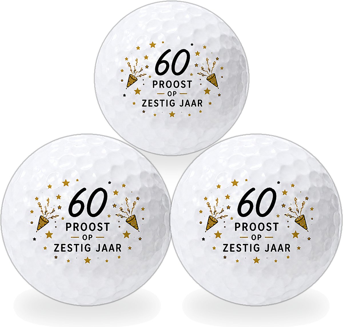Wilson Golfballen 60 Jaar - Verjaardag Golf Cadeau - 3 stuks - Golfbal met Opdruk