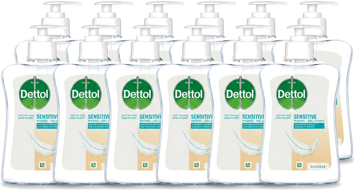 12 x Dettol – Handzeep Gevoelige Huid – Mild & Verzorgend – 250 ml - Voordeelverpakking - 12 stuks