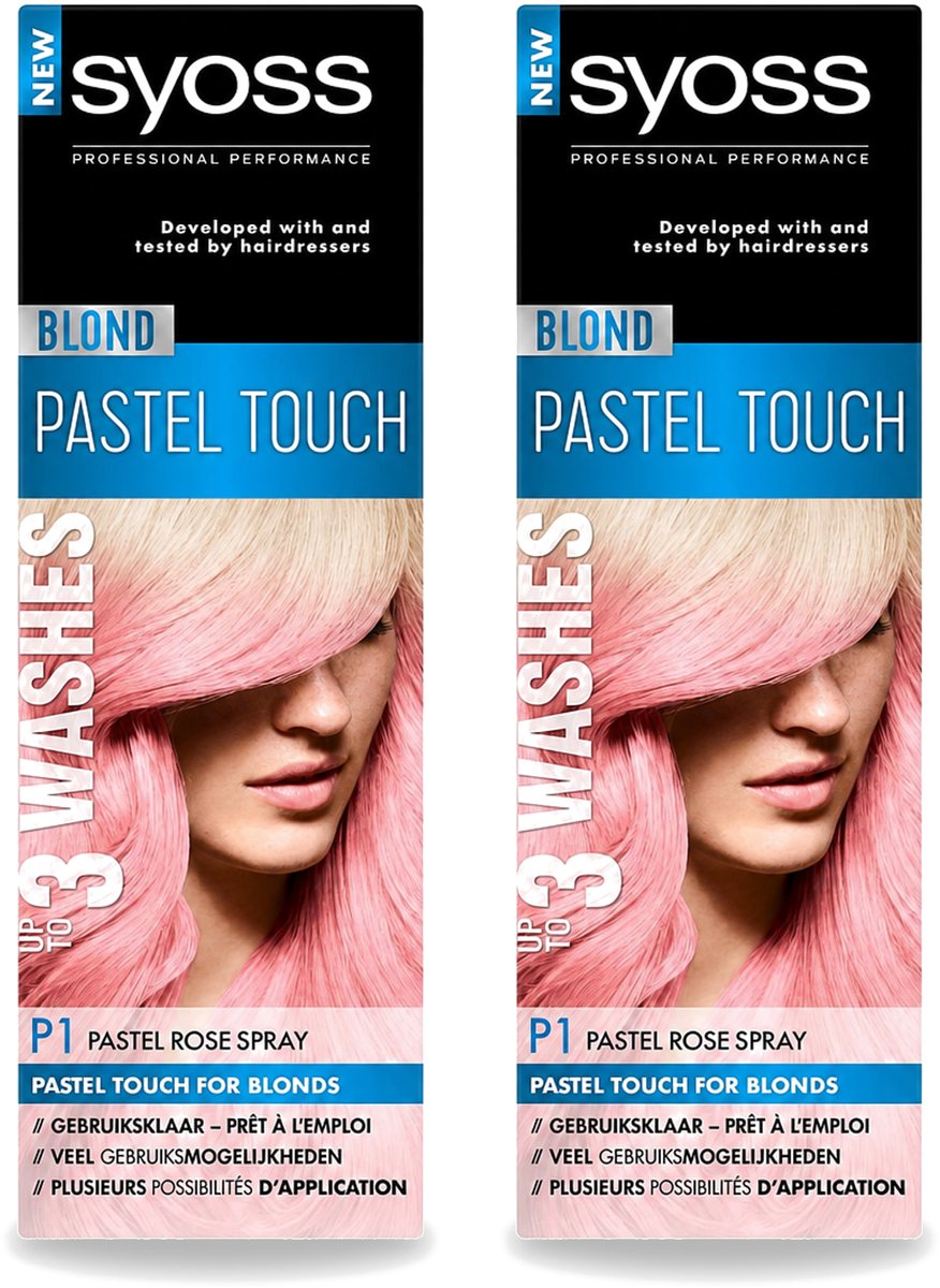 2 x Syoss Color Blond Pastel Touch P1 Pastel Rose - Haarverf Spray - Pastel Rose - Voordeelverpakking - 2 stuks