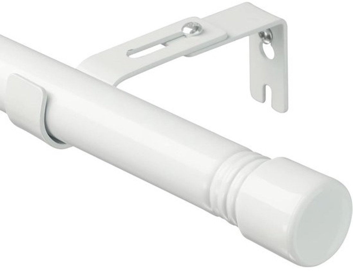 Uitschuifbare Gordijnroede Wit 76-116 cm - Inclusief Eindknoppen en Beugels - Metalen Roede voor Ooggordijnen