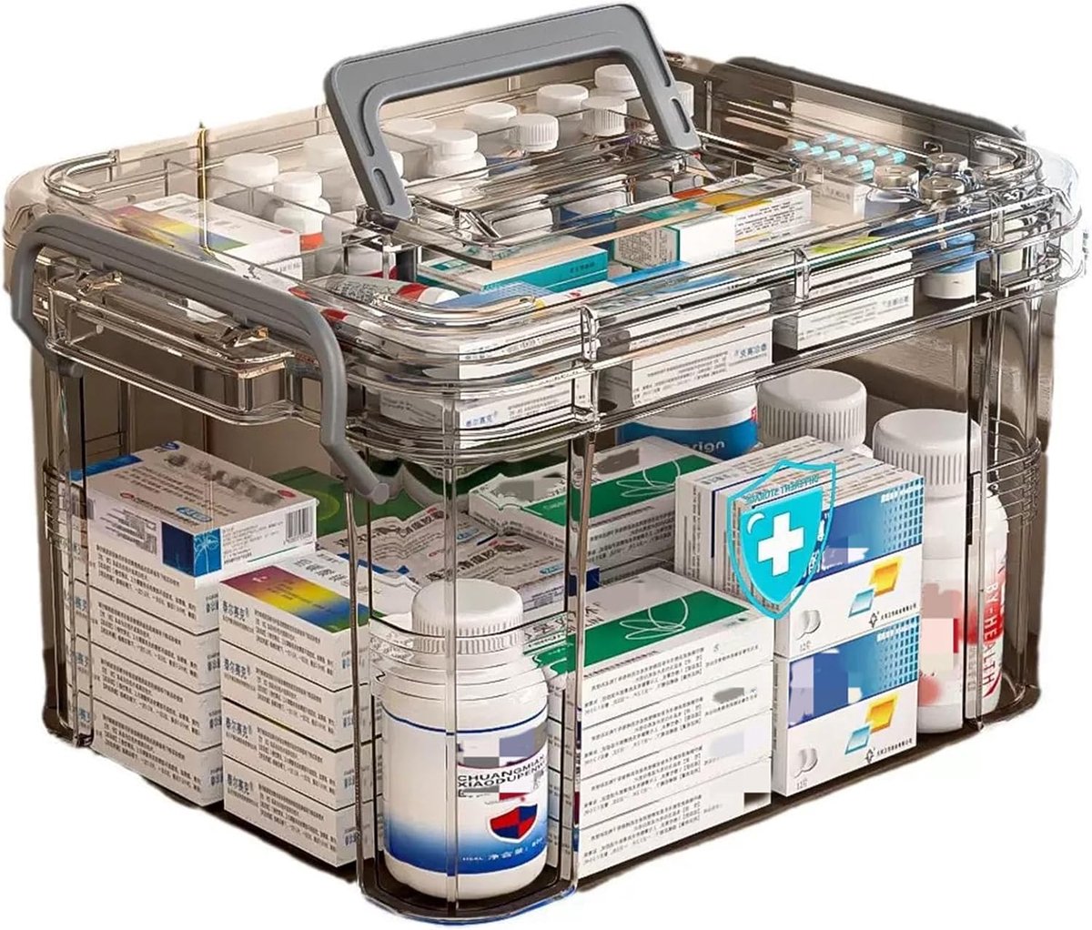 Medicijndoos, medicijnenopslag, medicine organizer, kunststof opbergdoos, medicijnbox voor het bewaren van apotheekbox en huishoudelijke artikelen