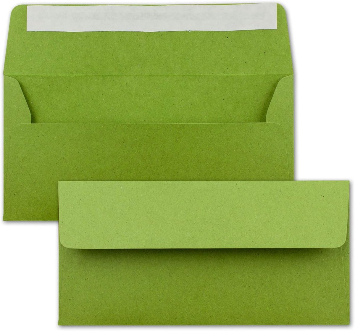 50x Kraftpapier-omslagen DIN Lang - Lichtgroen - Zelfklevende rand 11 x 22 cm - Brief-omslagen van gerecycled papier - Vintage enveloppen van NEUSER PAPIER