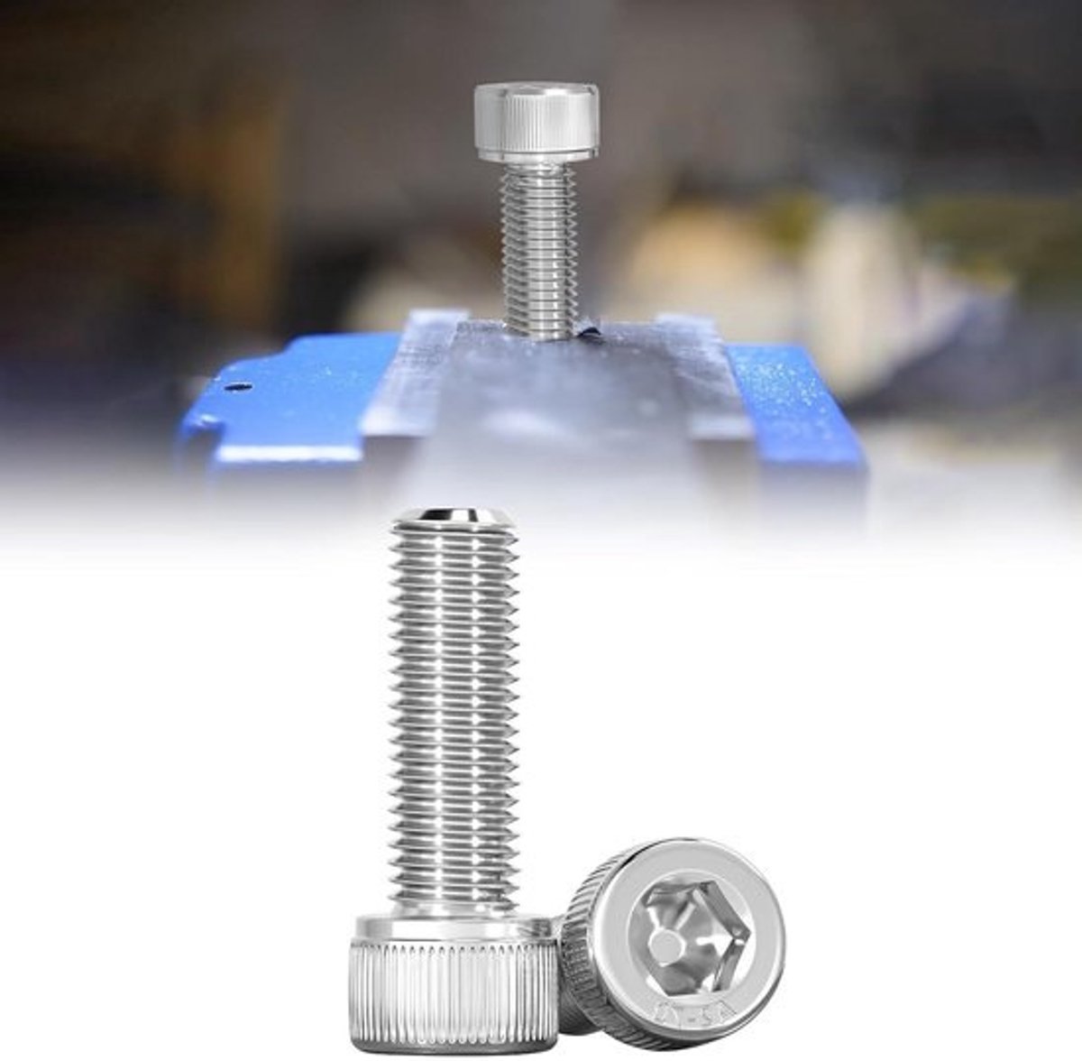 Cilinderkopschroeven M8 - Bout M8 - Bevestigen - Volledige schroefdraad - M8 x 60 mm - Zilverkleurig