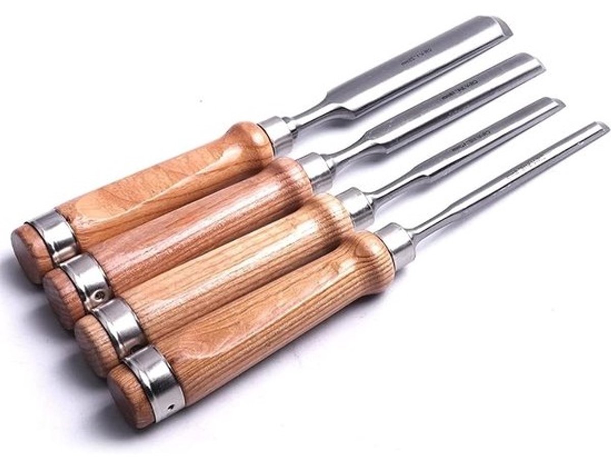 Houtbeitel Set - Guts Set - Hout Bewerken - Chroomvanadiumstaal - 4 Delig - Niet Van Toepassing