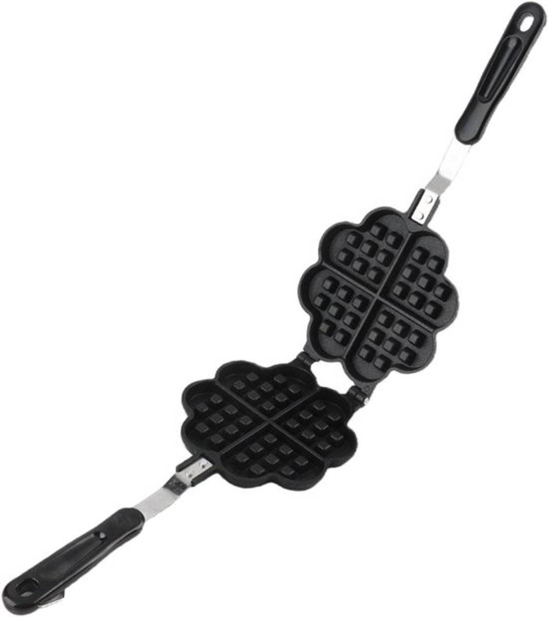 Wafelijzer Machine - Bakplaat Hartvorm - Zelf Wafels Maken - Antiaanbaklaag - 33.5 cm Lengte - Zwart