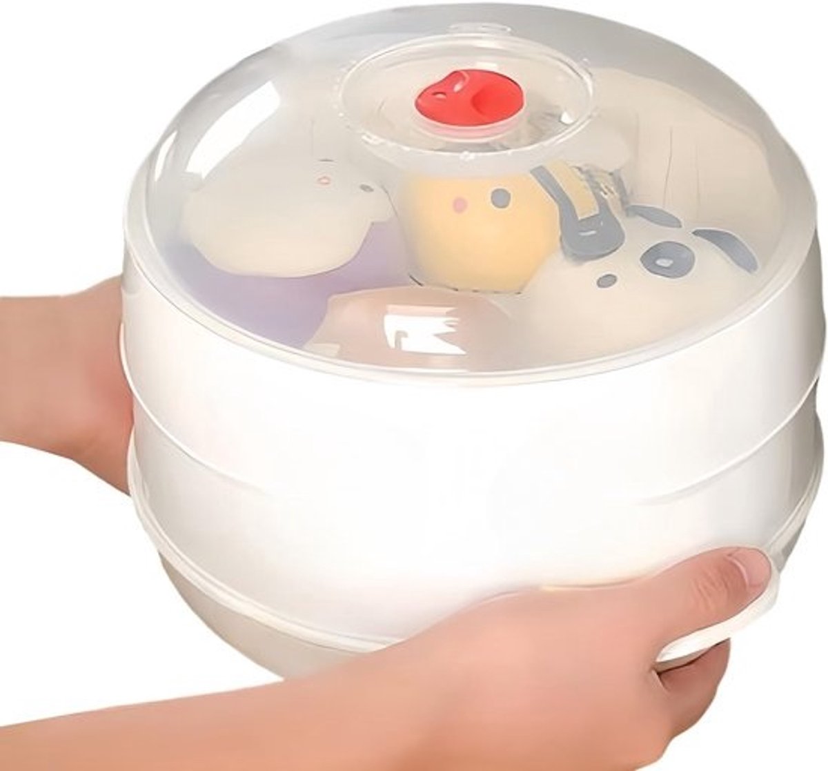 Magnetron Stoompan - Kookcontainer Stoom - Gezond Koken - Gelijkmatige Warmte - 19.3 cm Breed - Transparant