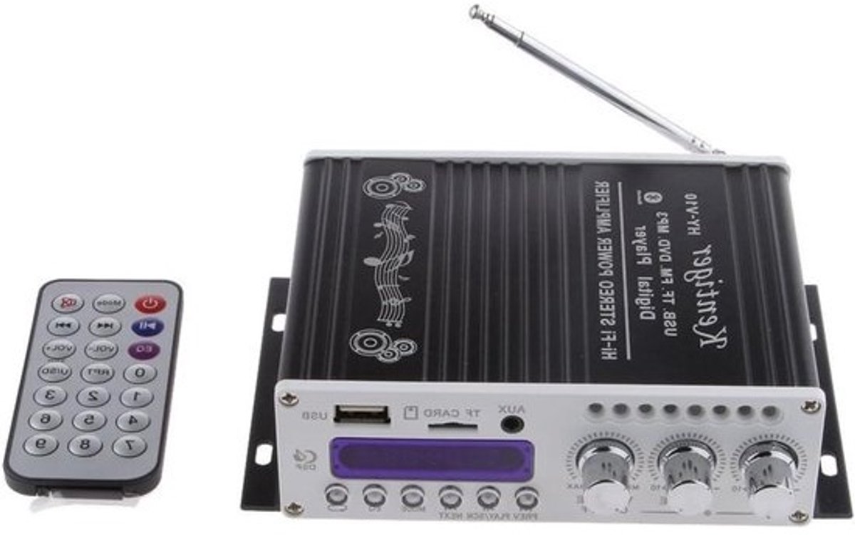 Audio Versterker - Stereo Versterker - Muziek Luisteren - Bluetooth Connectiviteit - 154 x 130 x 41 mm - Zwart