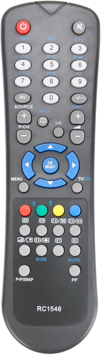 RC1546 Replacement Remote Control Compatible with TECHWOOD Smart LED TV TK4015FHD12B-10100139 NOVUS-L22F275N2-10100645 TK90TNT02B RS685CHB TC2209TN875 TC3210TN847