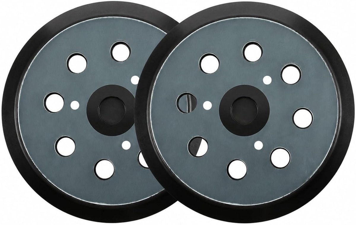 2 stuks schuurschijf 125 mm schuurpad voor Makita BO5010, 5030, 5031, 5041, DeWalt DW420, DW421, 8 gaten, excentrische schijf, zelfklevend, hout, metaal, universele vervanging