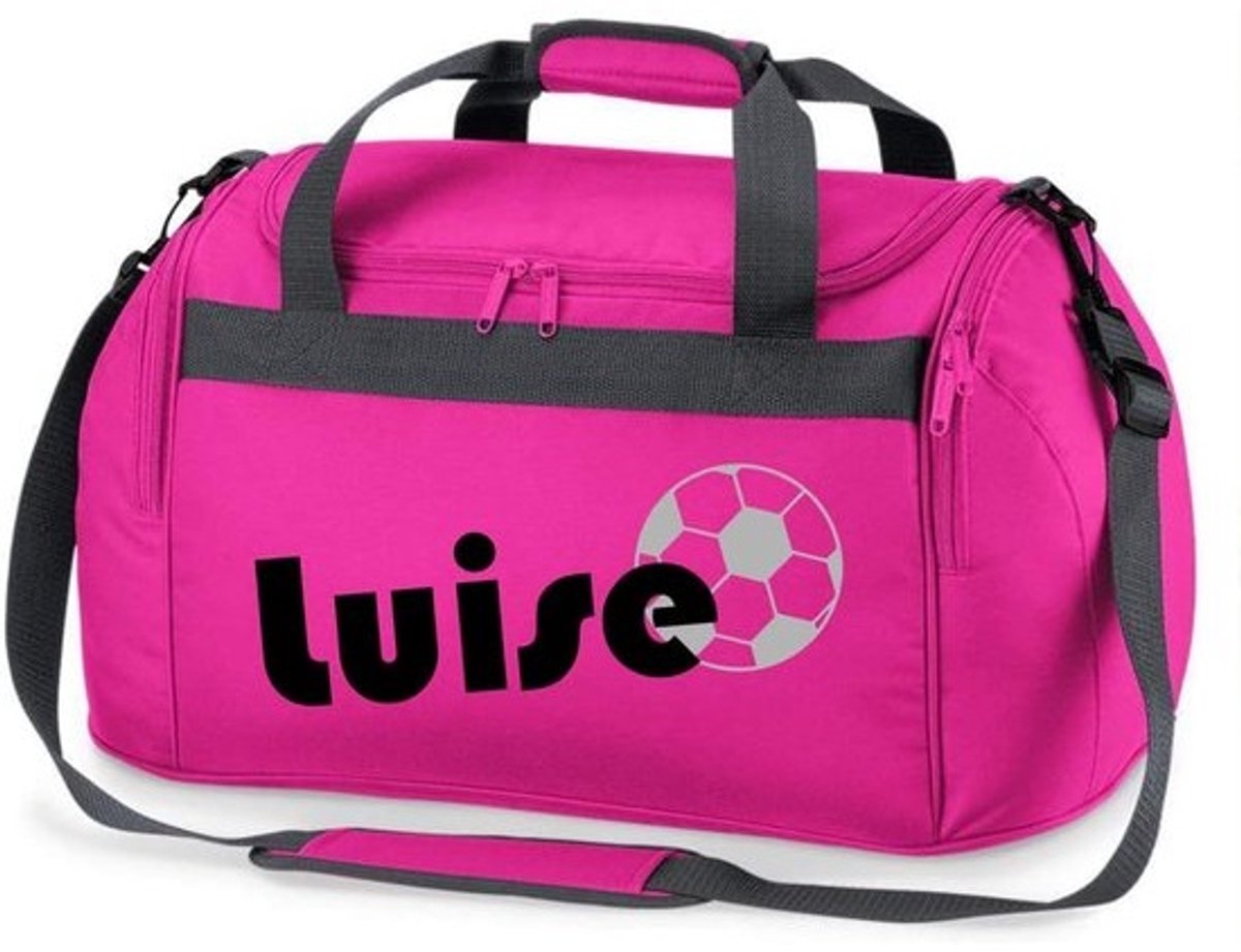 Sporttas met naam - Reistas Jongens - Voetbal Training - Gepersonaliseerd Ontwerp - 54x28x26 cm - Roze